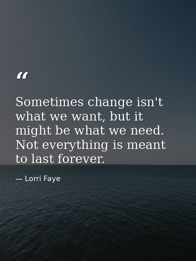 Sometimes change isn't what we want, but it might be what we need. Not everything is meant to last forever. — Lorri Faye