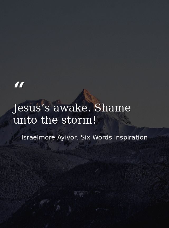 Jesus’s awake. Shame unto the storm! — Israelmore Ayivor, Six Words Inspiration