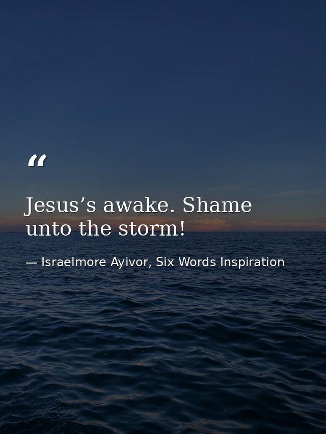 Jesus’s awake. Shame unto the storm! — Israelmore Ayivor, Six Words Inspiration