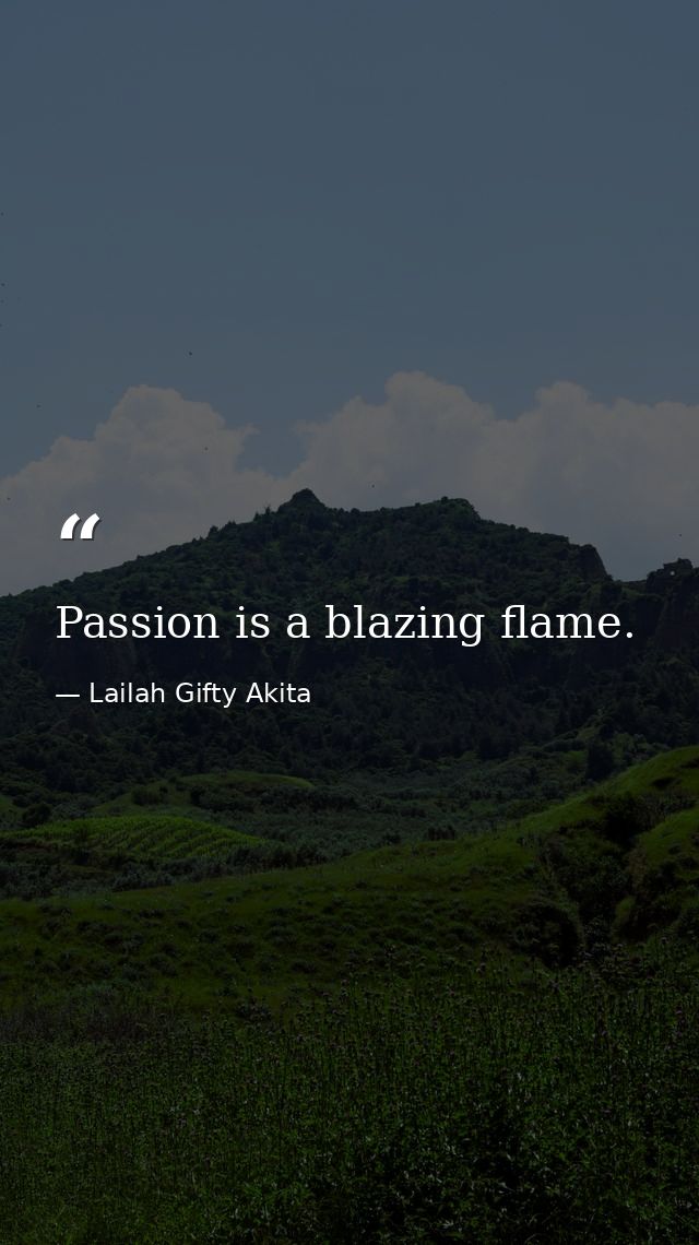 Passion is a blazing flame. — Lailah Gifty Akita