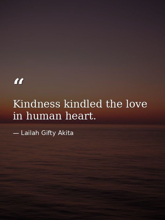 Kindness kindled the love in human heart. — Lailah Gifty Akita