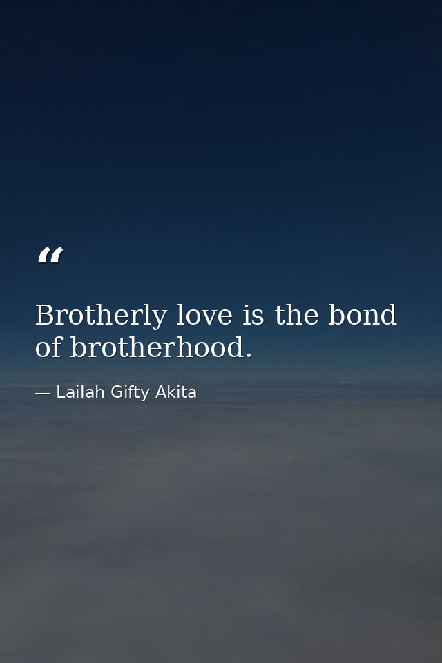 Brotherly love is the bond of brotherhood. — Lailah Gifty Akita