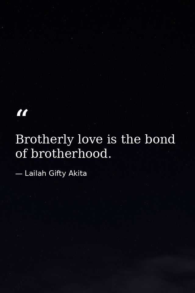 Brotherly love is the bond of brotherhood. — Lailah Gifty Akita