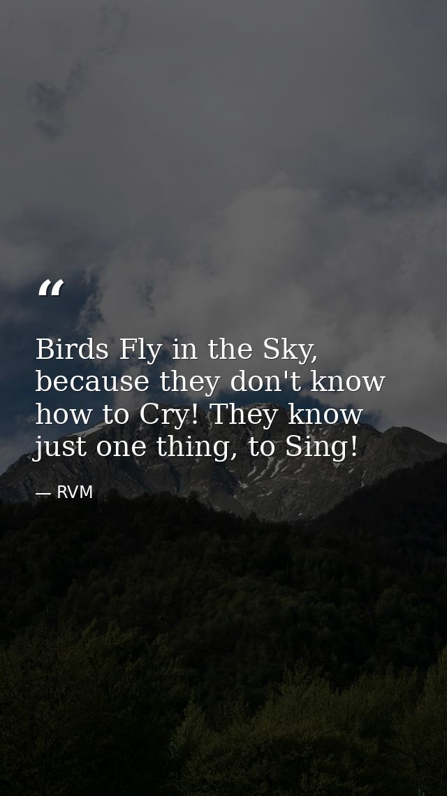 Birds Fly in the Sky, because they don't know how to Cry! They know just one thing, to Sing! — RVM