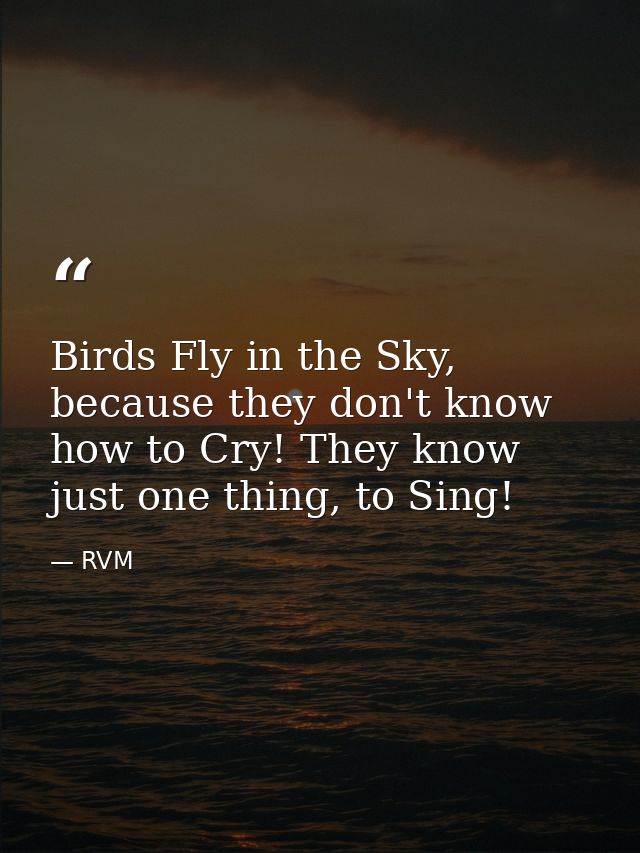 Birds Fly in the Sky, because they don't know how to Cry! They know just one thing, to Sing! — RVM