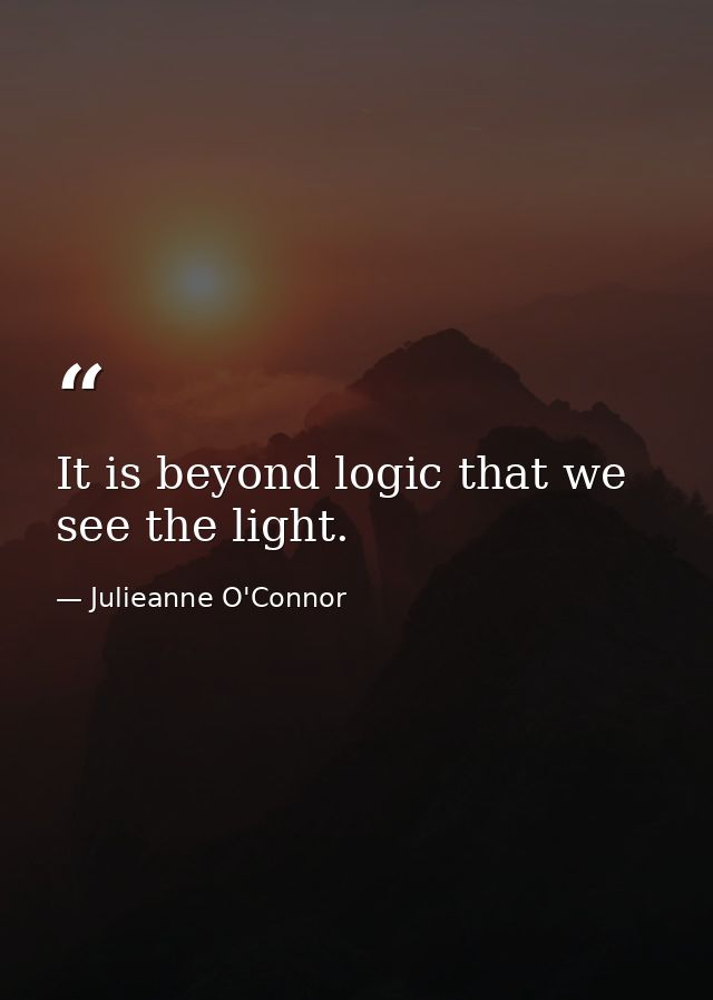 It is beyond logic that we see the light. — Julieanne O'Connor