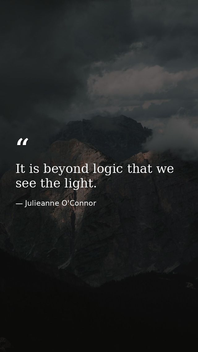 It is beyond logic that we see the light. — Julieanne O'Connor