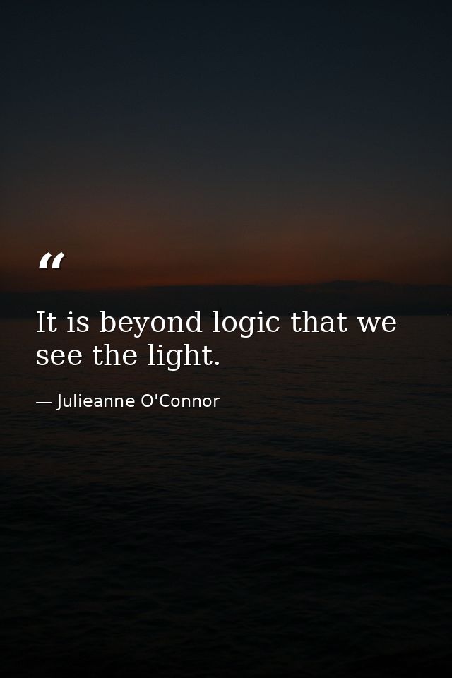 It is beyond logic that we see the light. — Julieanne O'Connor
