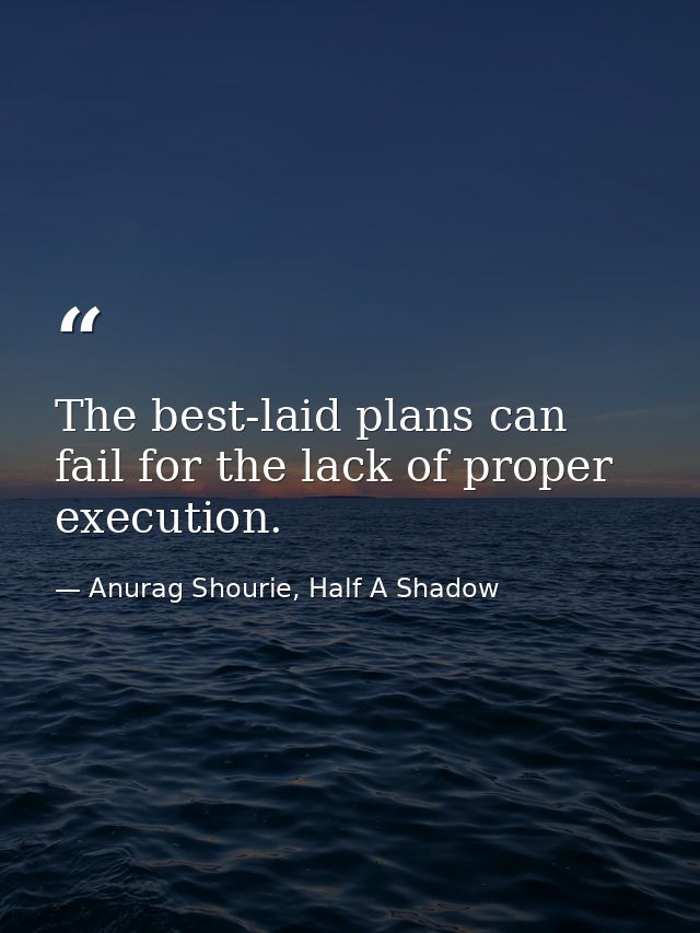 The best-laid plans can fail for the lack of proper execution. — Anurag Shourie, Half A Shadow