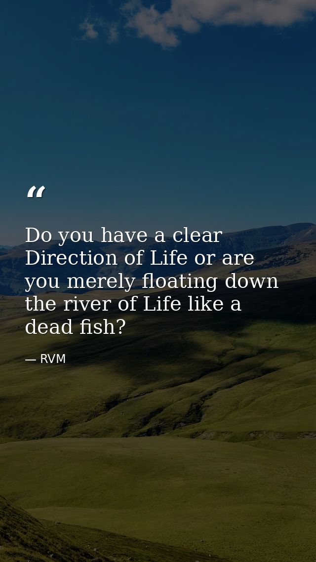 Do you have a clear Direction of Life or are you merely floating down the river of Life like a dead fish? — RVM