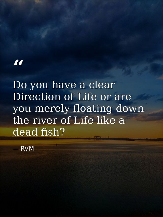 Do you have a clear Direction of Life or are you merely floating down the river of Life like a dead fish? — RVM