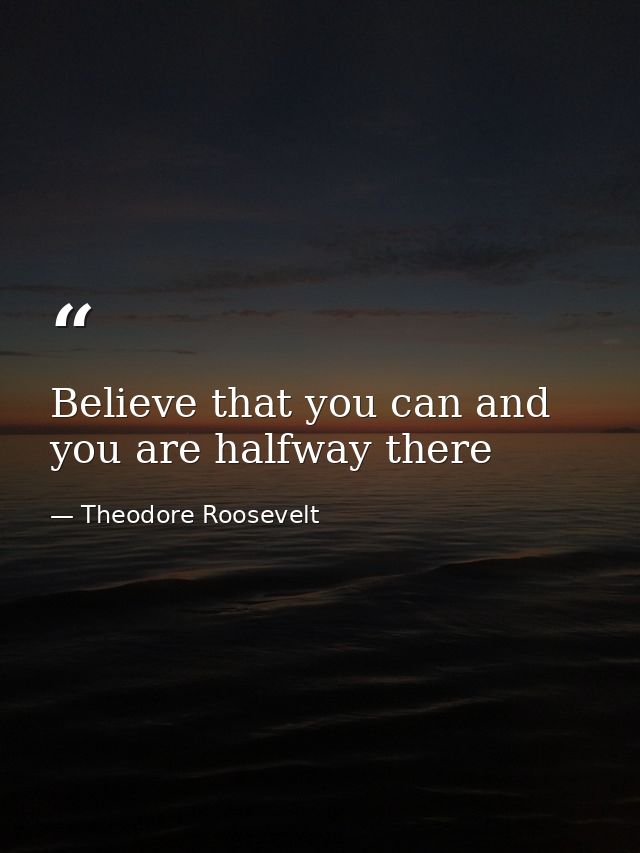 Believe that you can and you are halfway there — Theodore Roosevelt