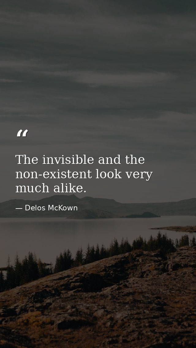 The invisible and the non-existent look very much alike. — Delos McKown