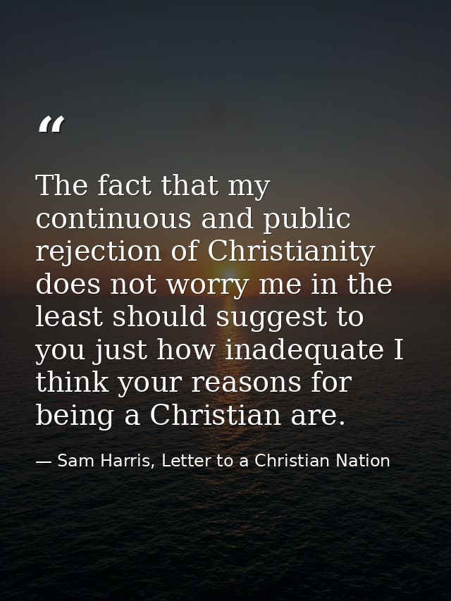 The fact that my continuous and public rejection of Christianity does not worry me in the least should suggest to you ju — Sam Harris, Letter to a Christian Nation