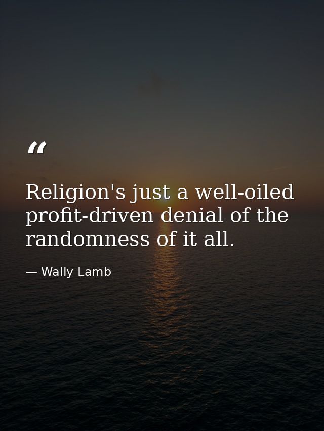 Religion's just a well-oiled profit-driven denial of the randomness of it all. — Wally Lamb