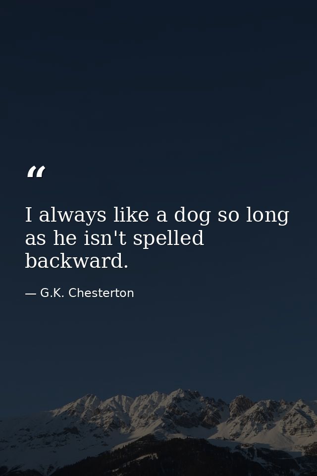 I always like a dog so long as he isn't spelled backward. — G.K. Chesterton