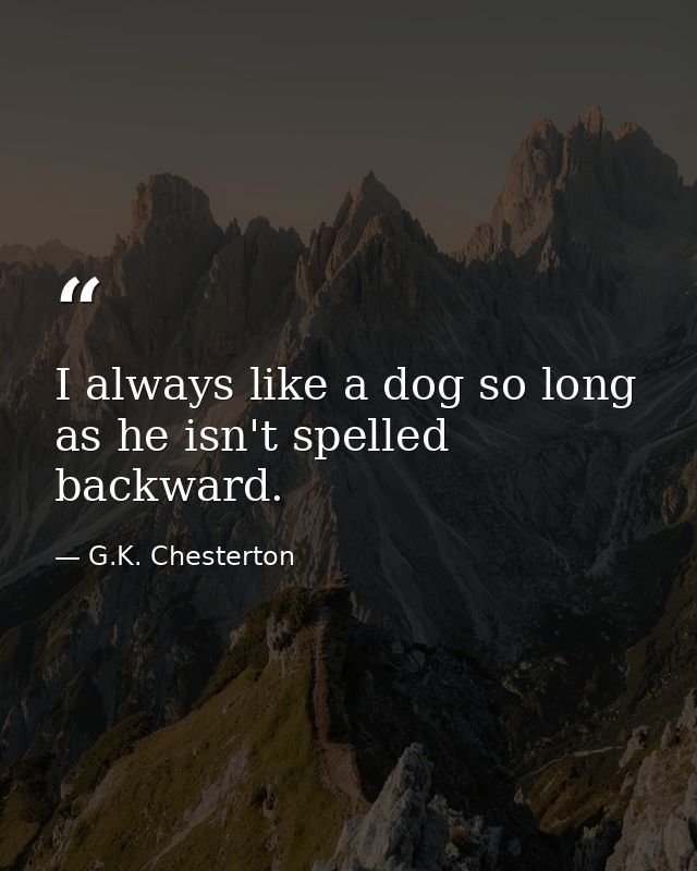 I always like a dog so long as he isn't spelled backward. — G.K. Chesterton