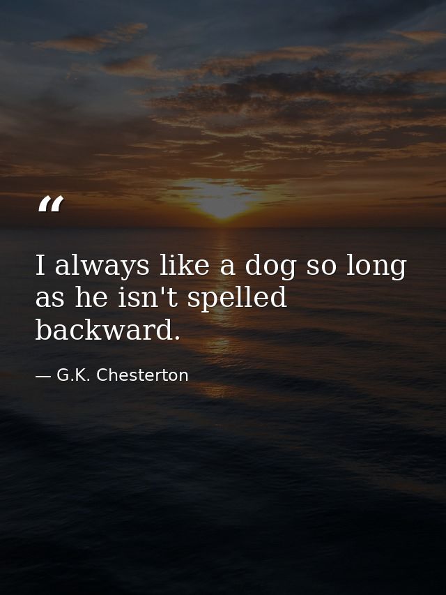 I always like a dog so long as he isn't spelled backward. — G.K. Chesterton
