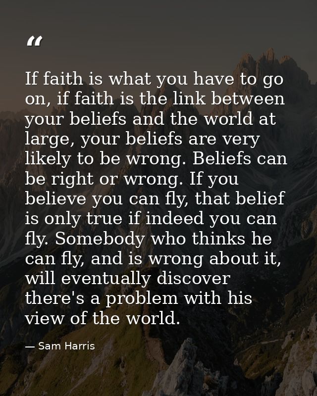 If faith is what you have to go on, if faith is the link between your beliefs and the world at large, your beliefs are v — Sam Harris
