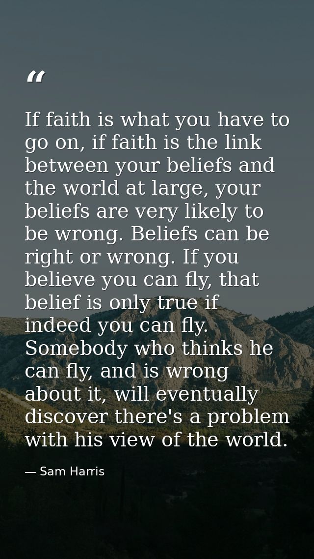 If faith is what you have to go on, if faith is the link between your beliefs and the world at large, your beliefs are v — Sam Harris