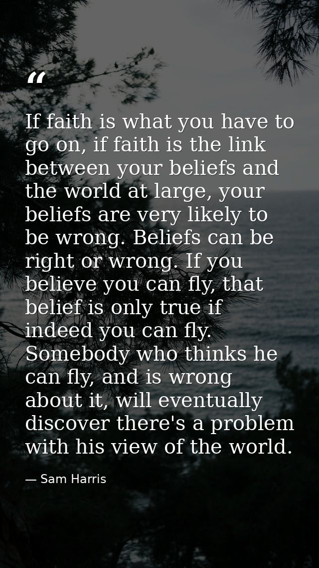 If faith is what you have to go on, if faith is the link between your beliefs and the world at large, your beliefs are v — Sam Harris