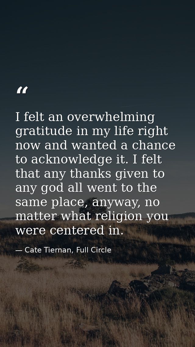 I felt an overwhelming gratitude in my life right now and wanted a chance to acknowledge it. I felt that any thanks give — Cate Tiernan, Full Circle