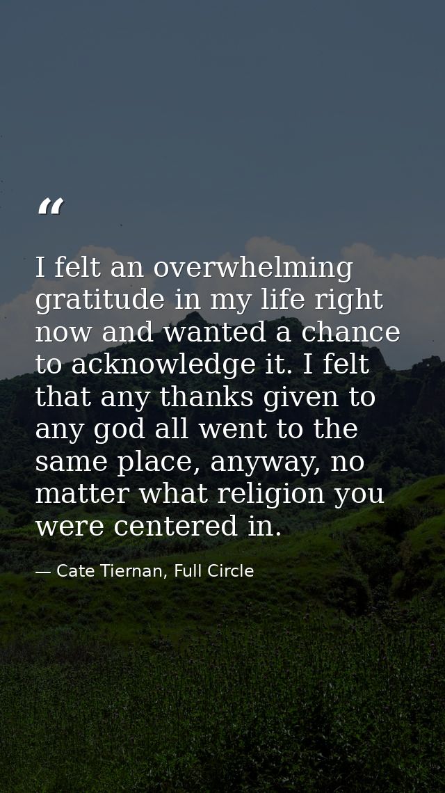 I felt an overwhelming gratitude in my life right now and wanted a chance to acknowledge it. I felt that any thanks give — Cate Tiernan, Full Circle