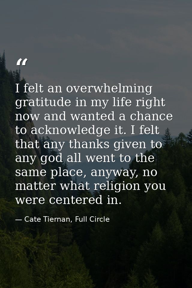 I felt an overwhelming gratitude in my life right now and wanted a chance to acknowledge it. I felt that any thanks give — Cate Tiernan, Full Circle