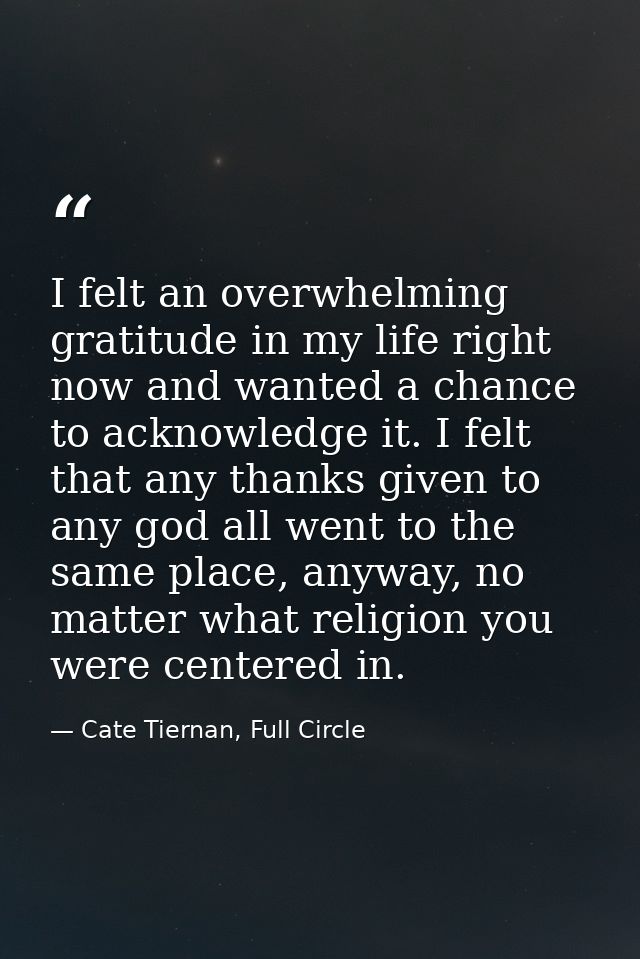 I felt an overwhelming gratitude in my life right now and wanted a chance to acknowledge it. I felt that any thanks give — Cate Tiernan, Full Circle