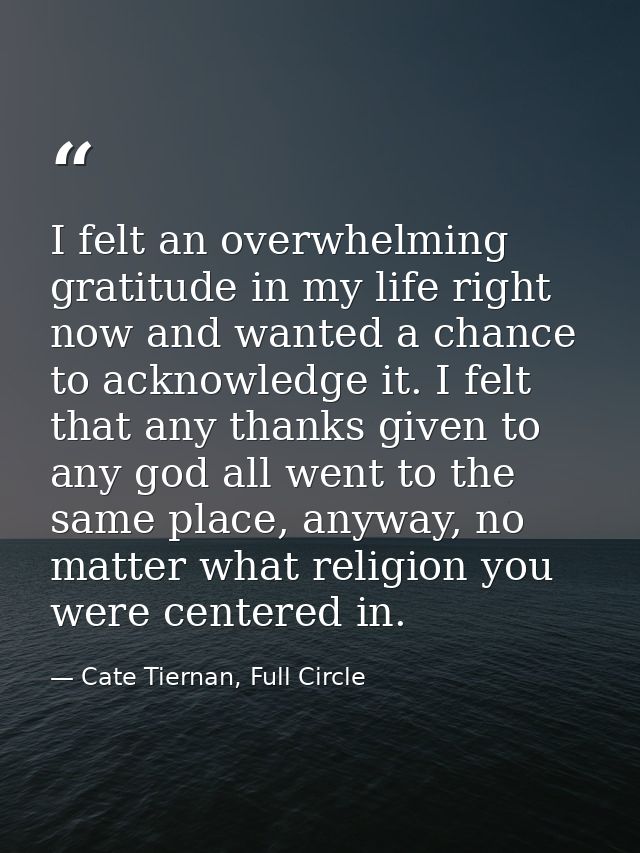 I felt an overwhelming gratitude in my life right now and wanted a chance to acknowledge it. I felt that any thanks give — Cate Tiernan, Full Circle