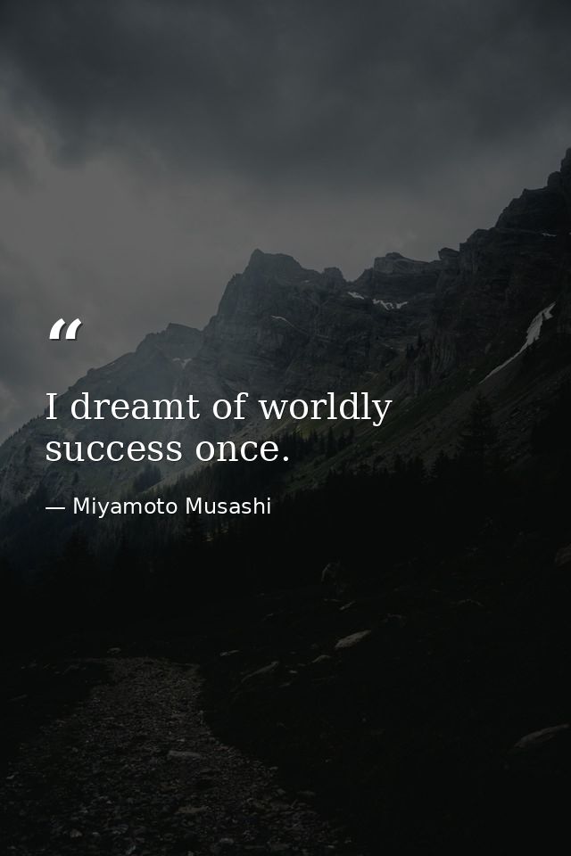 I dreamt of worldly success once. — Miyamoto Musashi