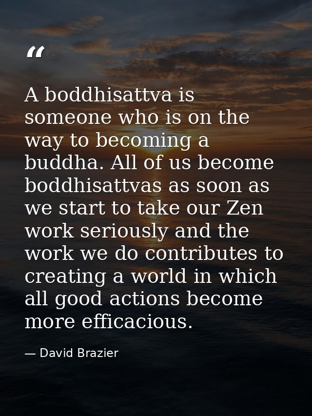 A boddhisattva is someone who is on the way to becoming a buddha. All of us become boddhisattvas as soon as we start to  — David Brazier