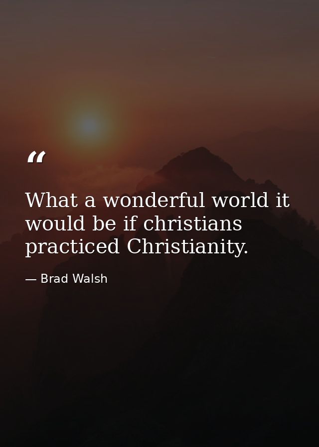 What a wonderful world it would be if christians practiced Christianity. — Brad Walsh