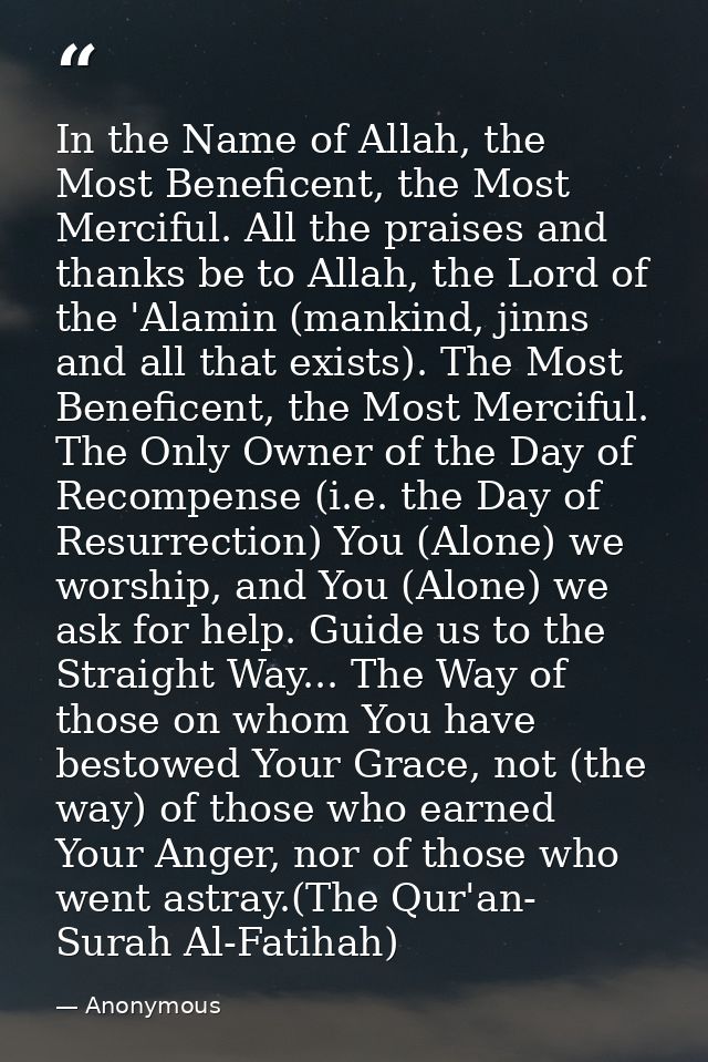 In the Name of Allah, the Most Beneficent, the Most Merciful. All the praises and thanks be to Allah, the Lord of the 'A — Anonymous