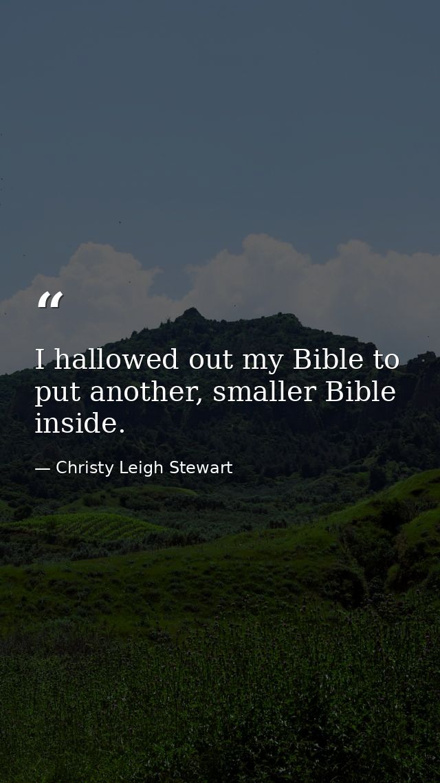 I hallowed out my Bible to put another, smaller Bible inside. — Christy Leigh Stewart