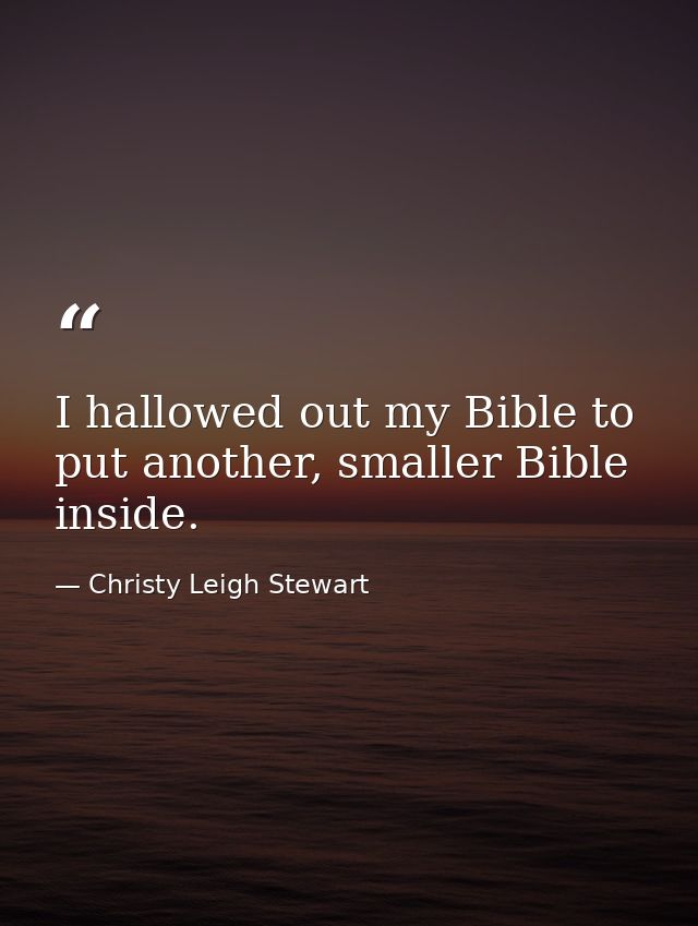 I hallowed out my Bible to put another, smaller Bible inside. — Christy Leigh Stewart