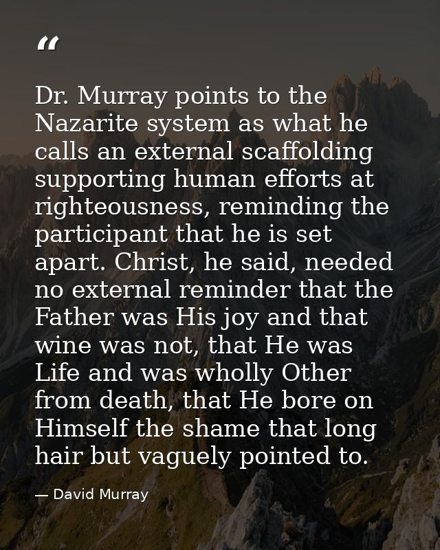 Dr. Murray points to the Nazarite system as what he calls an external scaffolding supporting human efforts at righteousn — David Murray