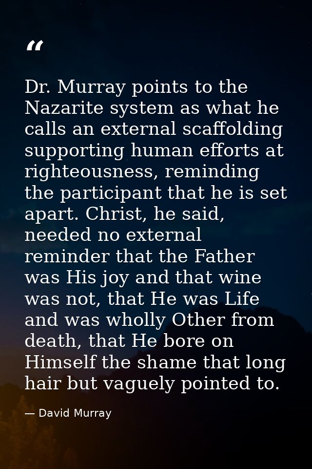 Dr. Murray points to the Nazarite system as what he calls an external scaffolding supporting human efforts at righteousn — David Murray