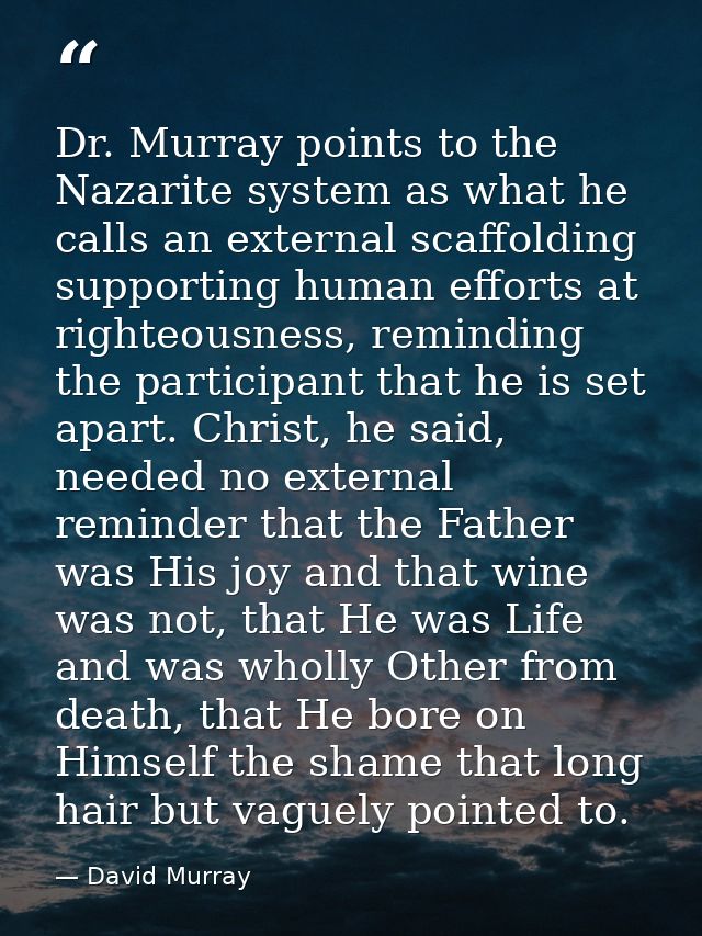 Dr. Murray points to the Nazarite system as what he calls an external scaffolding supporting human efforts at righteousn — David Murray