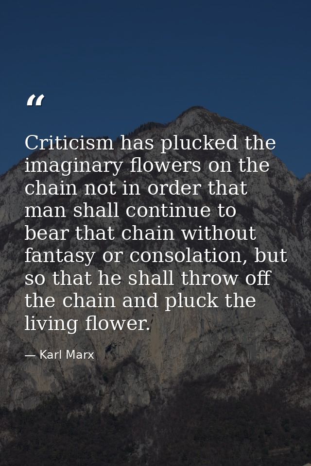 Criticism has plucked the imaginary flowers on the chain not in order that man shall continue to bear that chain without — Karl Marx