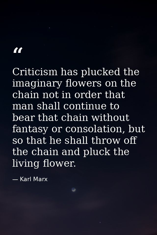 Criticism has plucked the imaginary flowers on the chain not in order that man shall continue to bear that chain without — Karl Marx