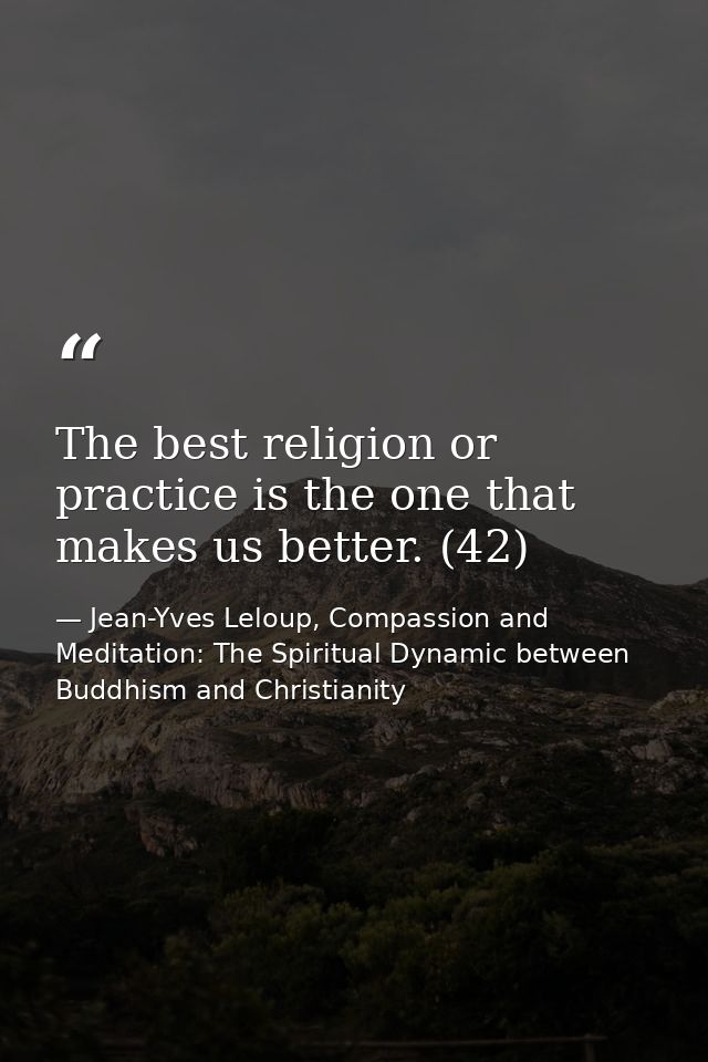 The best religion or practice is the one that makes us better. (42) — Jean-Yves Leloup, Compassion and Meditation: The Spiritual Dynamic between Buddhism and Christianity