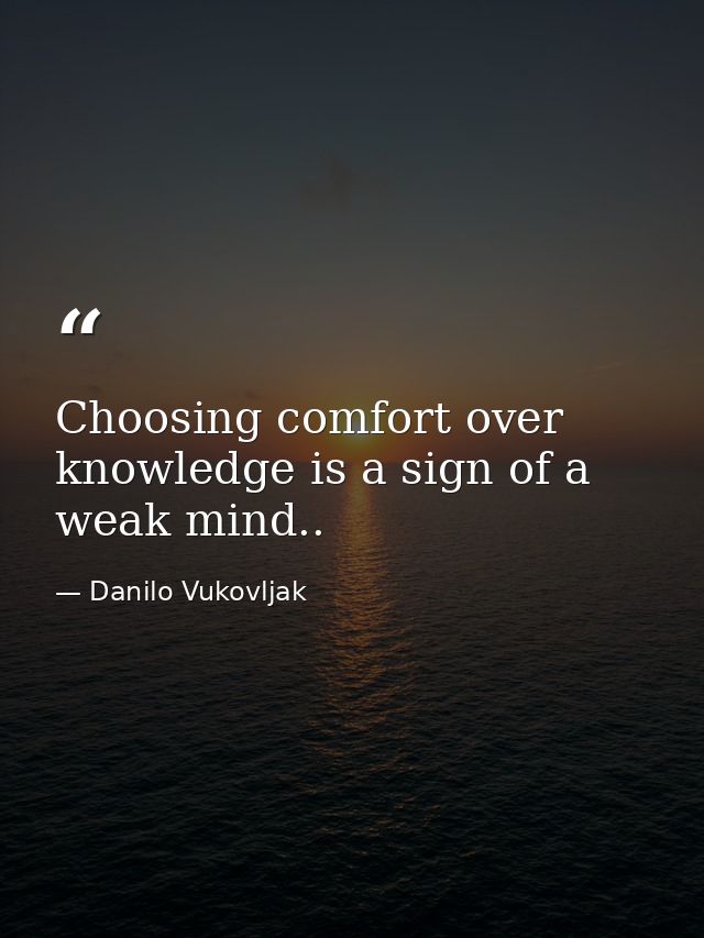 Choosing comfort over knowledge is a sign of a weak mind.. — Danilo Vukovljak