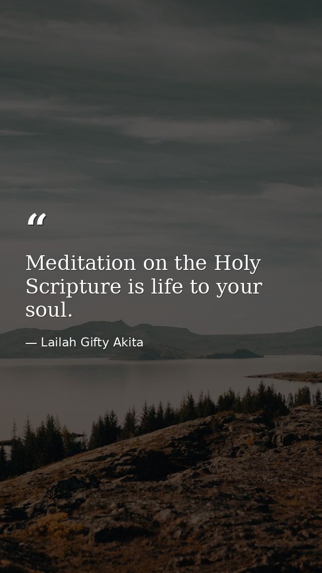 Meditation on the Holy Scripture is life to your soul. — Lailah Gifty Akita