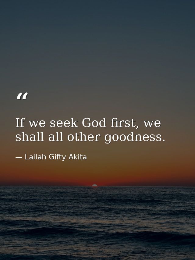 If we seek God first, we shall all other goodness. — Lailah Gifty Akita