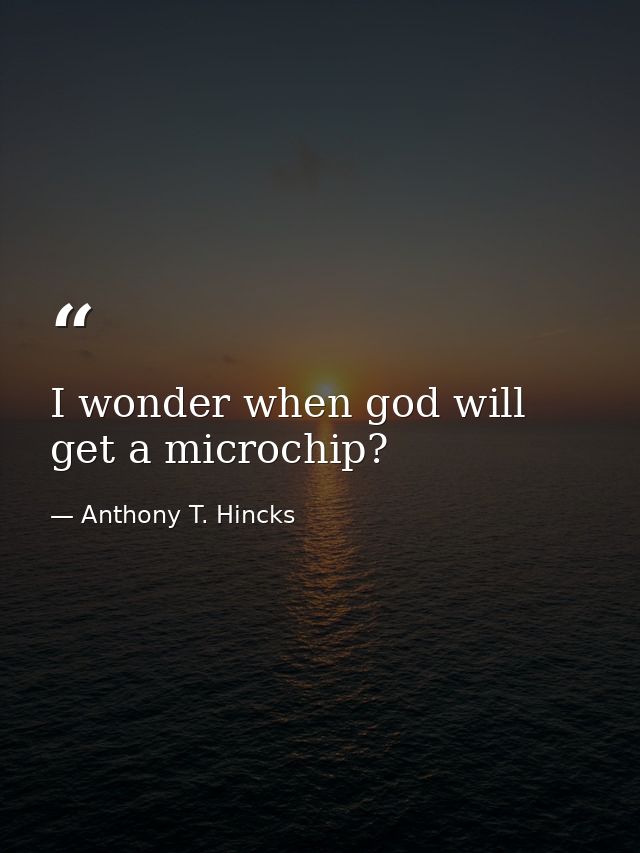 I wonder when god will get a microchip? — Anthony T. Hincks