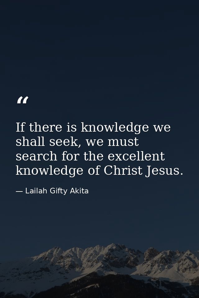 If there is knowledge we shall seek, we must search for the excellent knowledge of Christ Jesus. — Lailah Gifty Akita