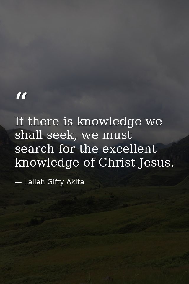 If there is knowledge we shall seek, we must search for the excellent knowledge of Christ Jesus. — Lailah Gifty Akita