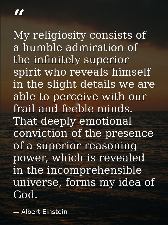My religiosity consists of a humble admiration of the infinitely superior spirit who reveals himself in the slight detai — Albert Einstein