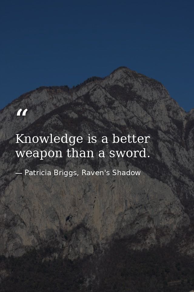 Knowledge is a better weapon than a sword. — Patricia Briggs, Raven's Shadow